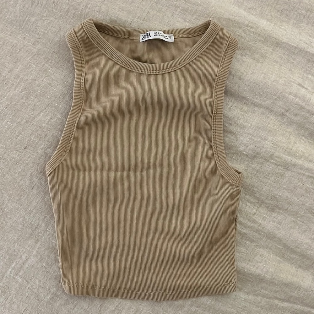 Zara tan colored crop top